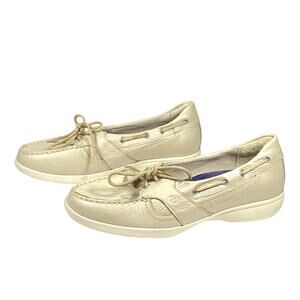 Aravon New Balance Boat Shoes Loafers Cream Slip On Leather Vibram Womens 6.5
